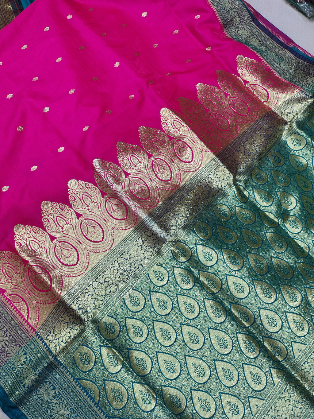 Rani Pink Rich Soft Satin Silk Banarasi Saree