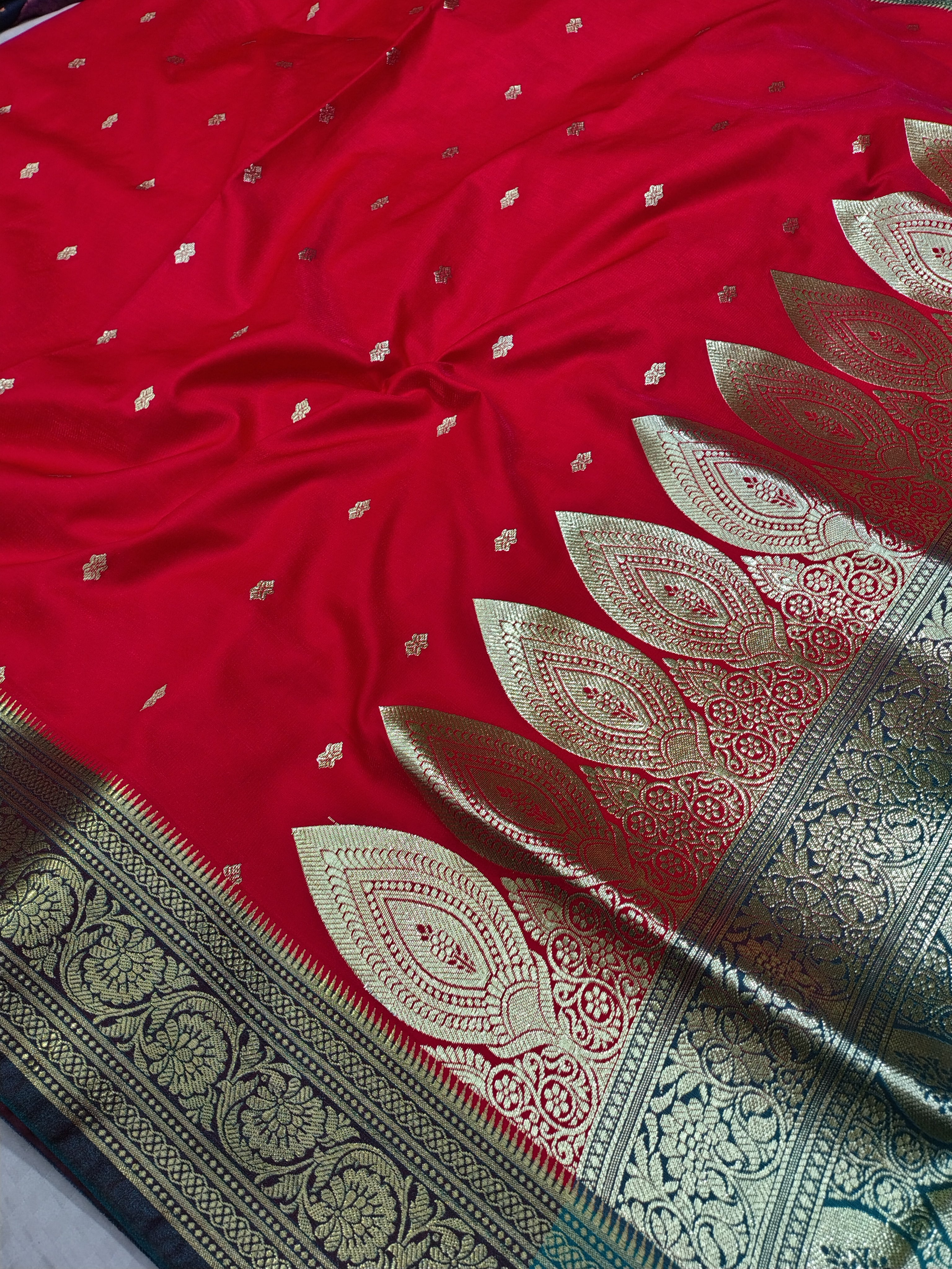 Red Rich Soft Satin Silk Banarasi Saree