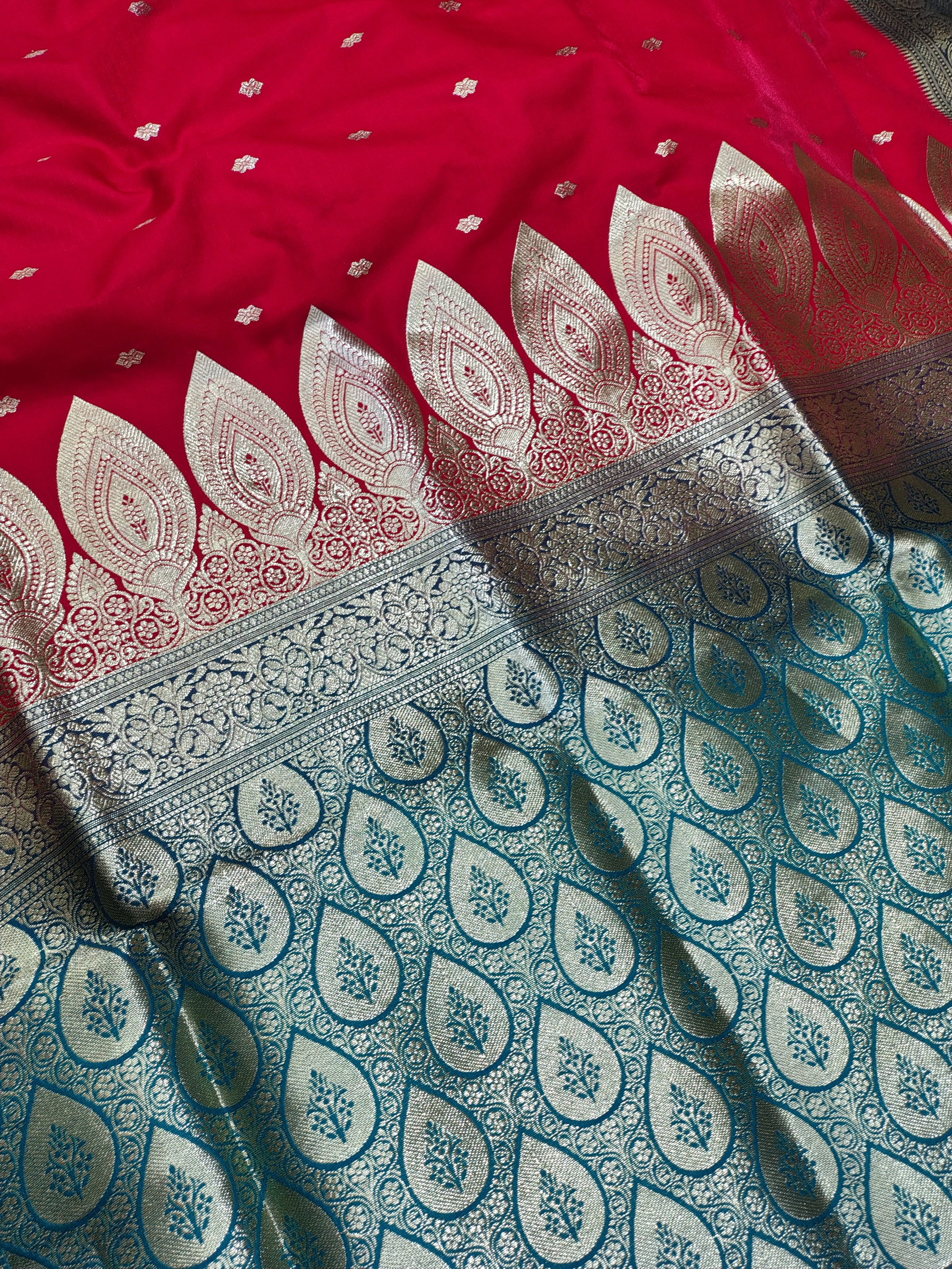 Red Rich Soft Satin Silk Banarasi Saree