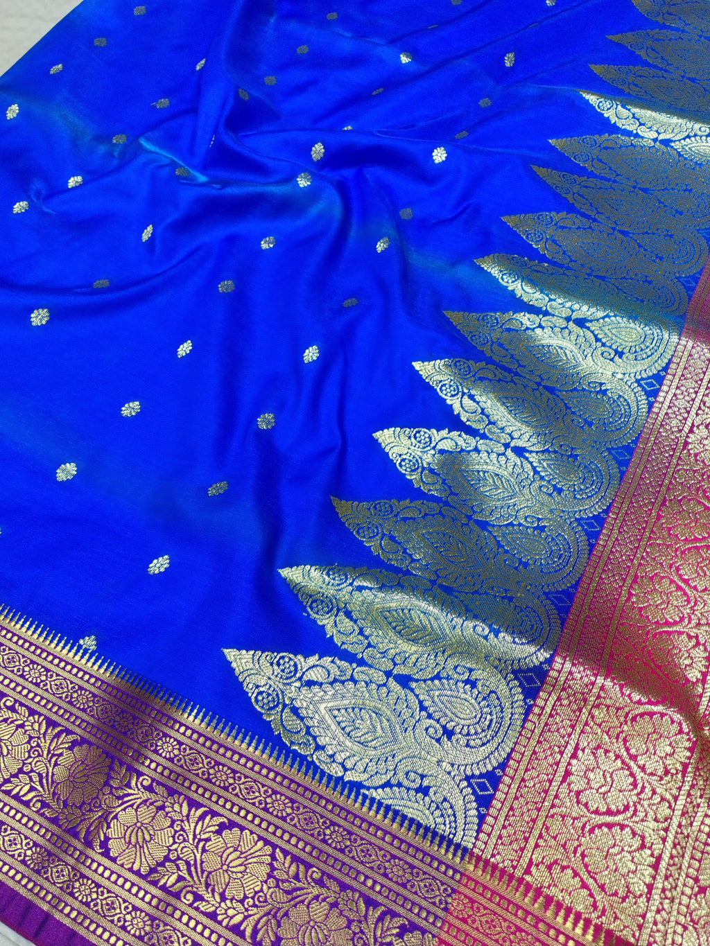 Blue Rich Soft Satin Silk Banarasi Saree