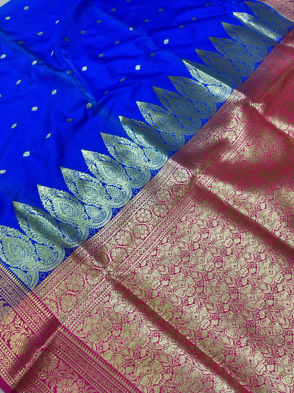 Blue Rich Soft Satin Silk Banarasi Saree