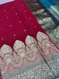 Crimson Red Rich Soft Satin Silk Banarasi Saree