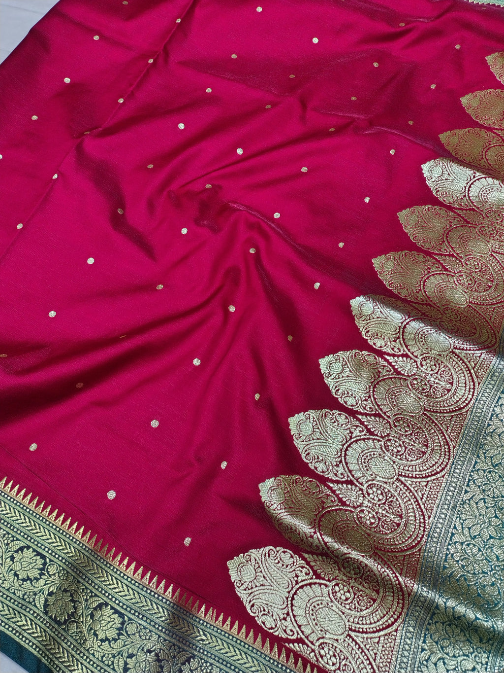 Crimson Red Rich Soft Satin Silk Banarasi Saree