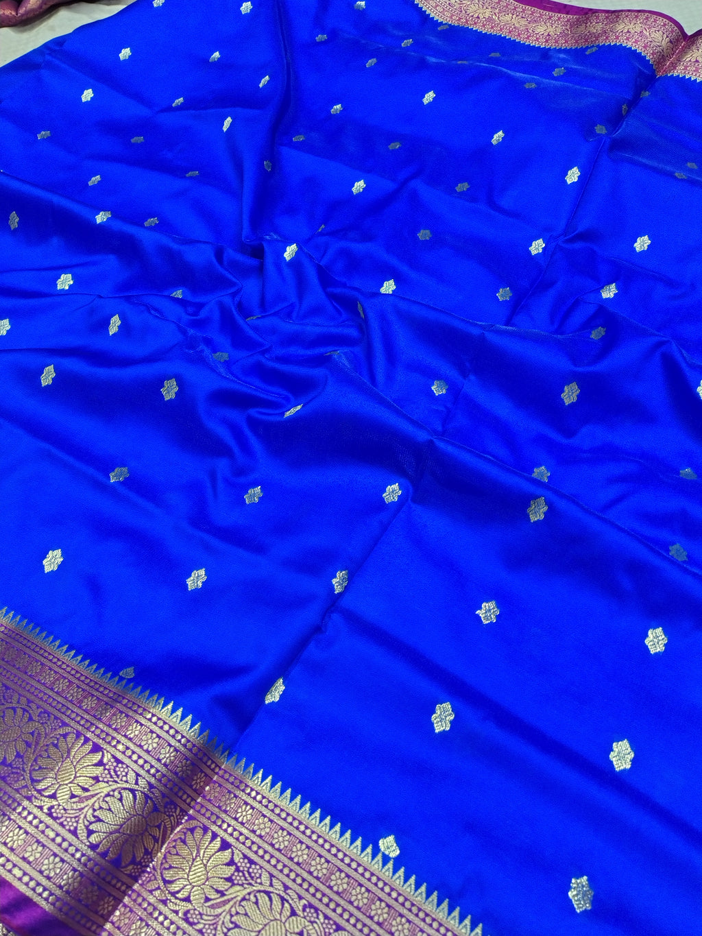 Royal Blue Rich Soft Satin Silk Banarasi Saree
