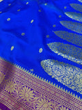 Royal Blue Rich Soft Satin Silk Banarasi Saree
