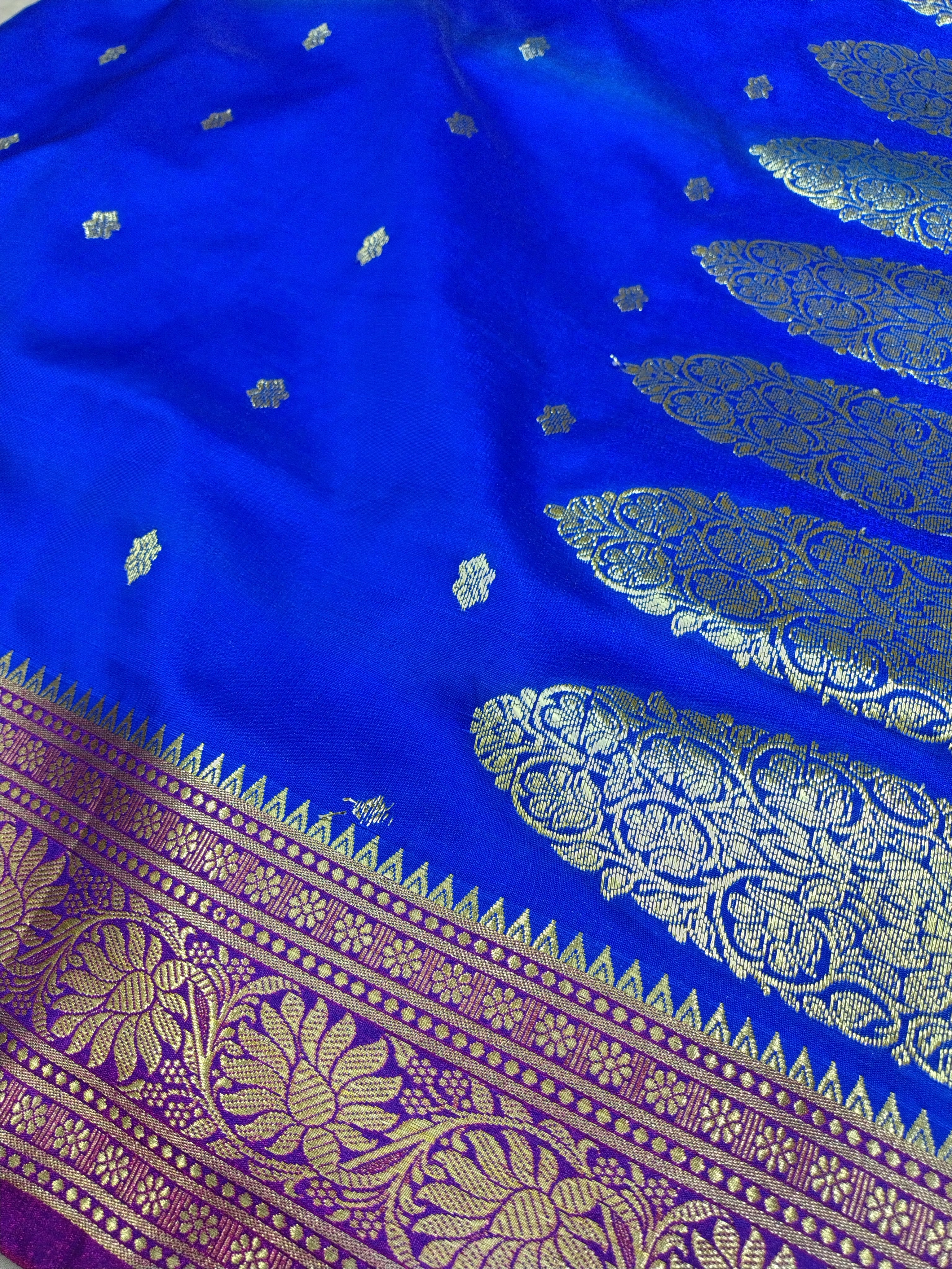 Royal Blue Rich Soft Satin Silk Banarasi Saree