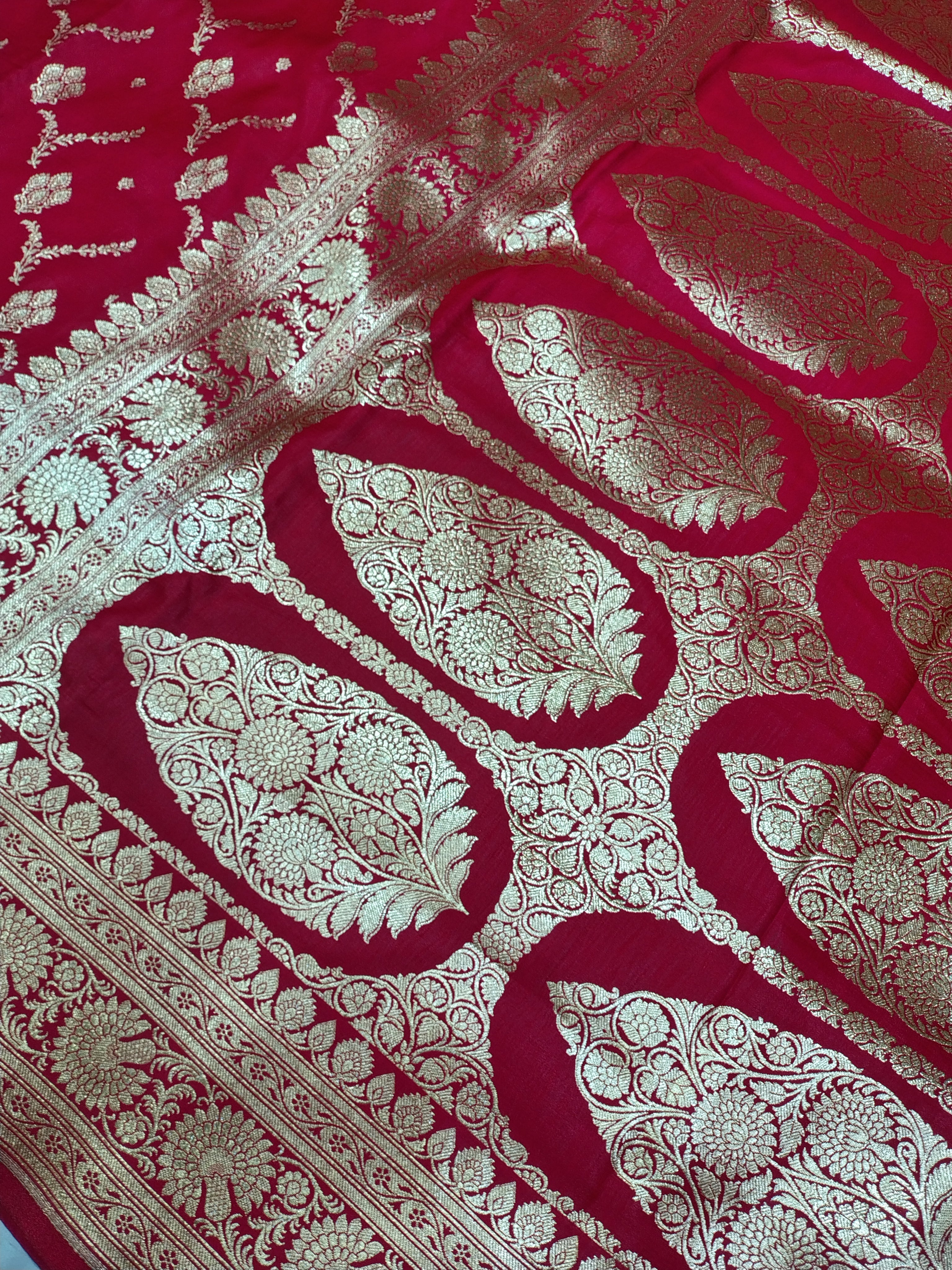 Red Rich Soft Satin Silk Banarasi Saree