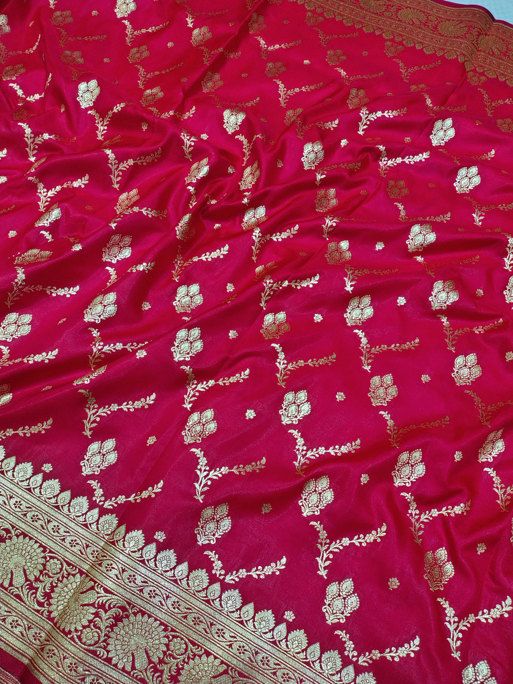 Red Rich Soft Satin Silk Banarasi Saree