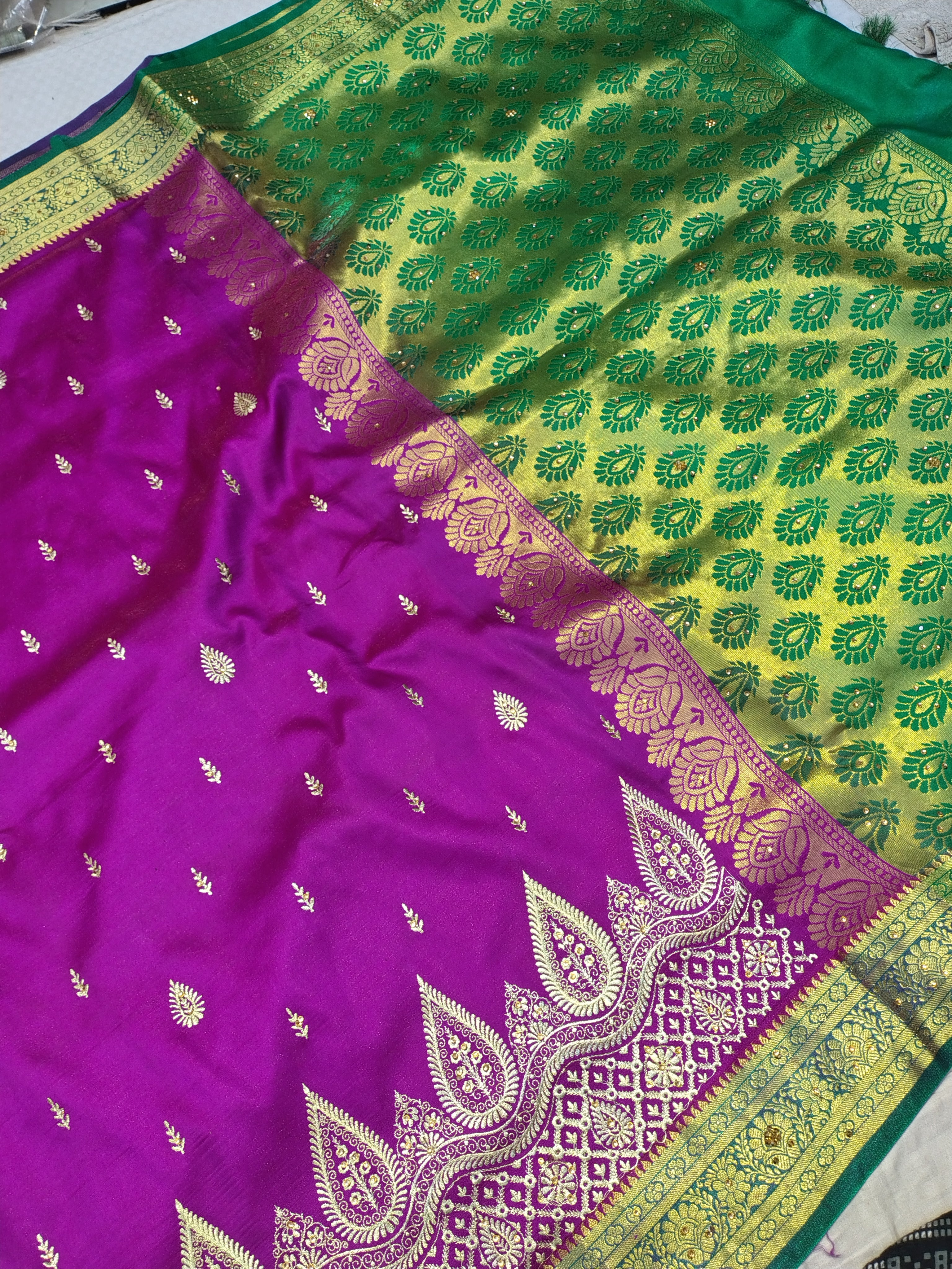Rani Pink Rich Banarasi Satin Silk Saree