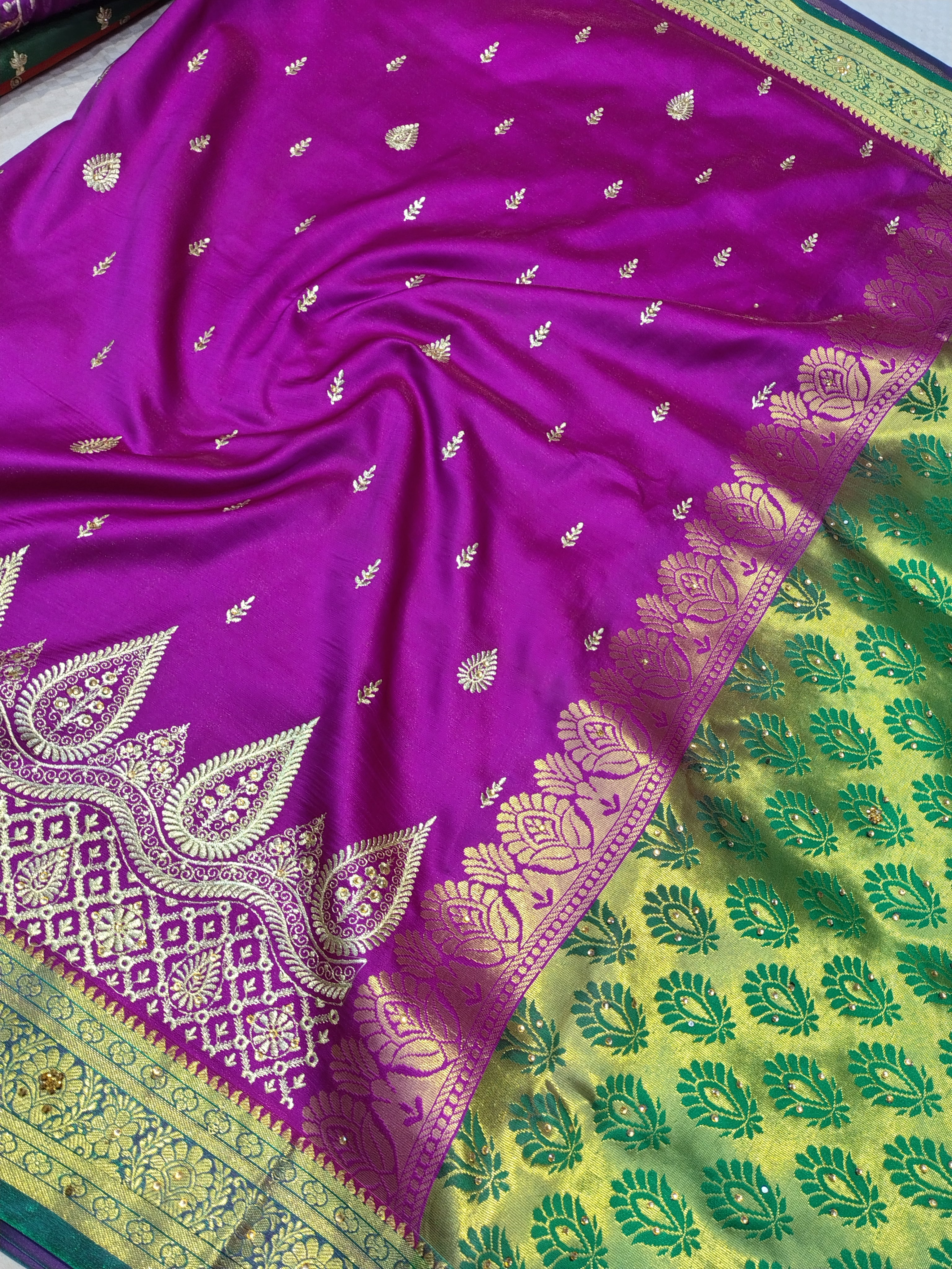 Rani Pink Rich Banarasi Satin Silk Saree