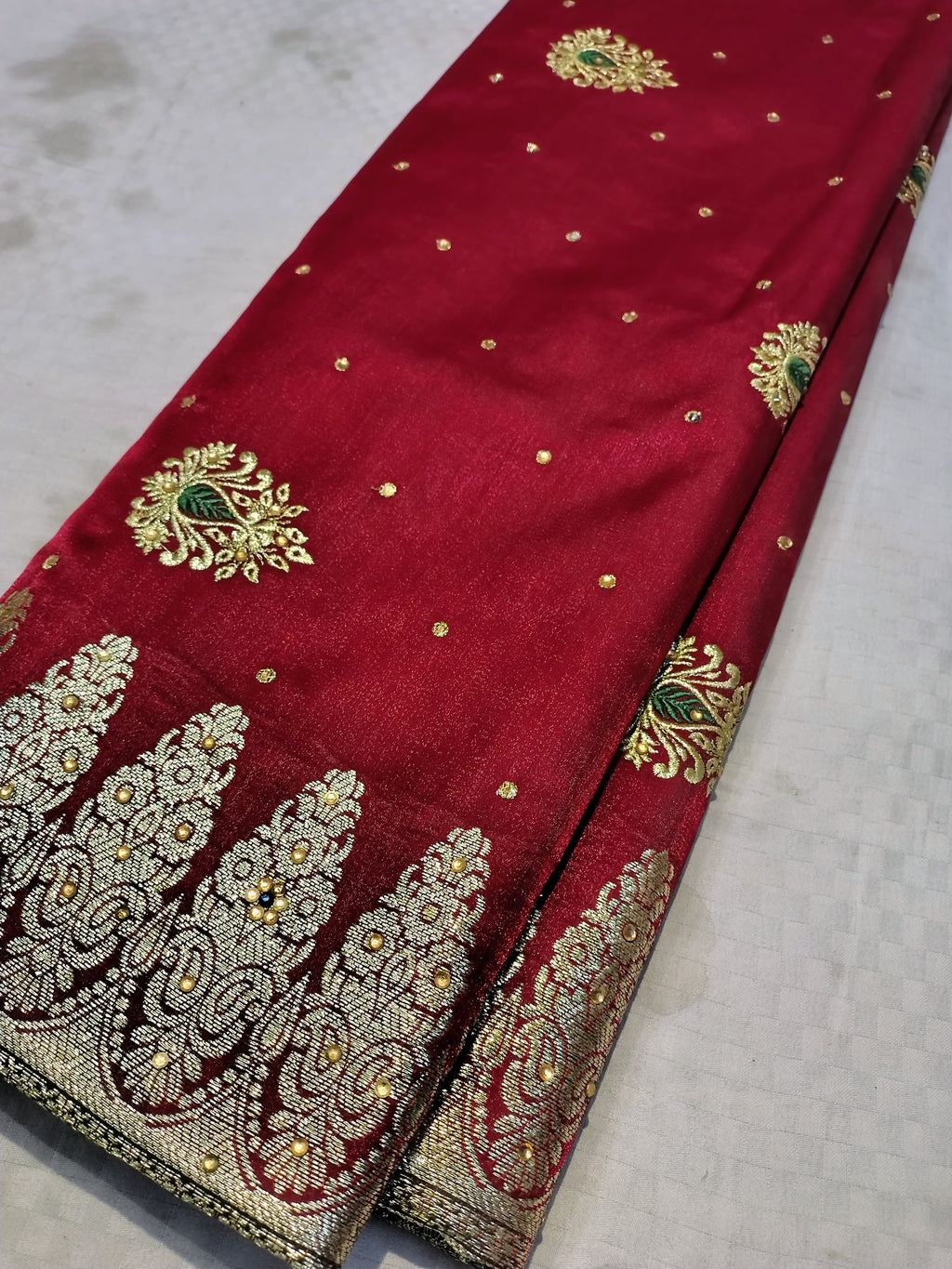 Red Rich Banarasi Satin Silk Saree