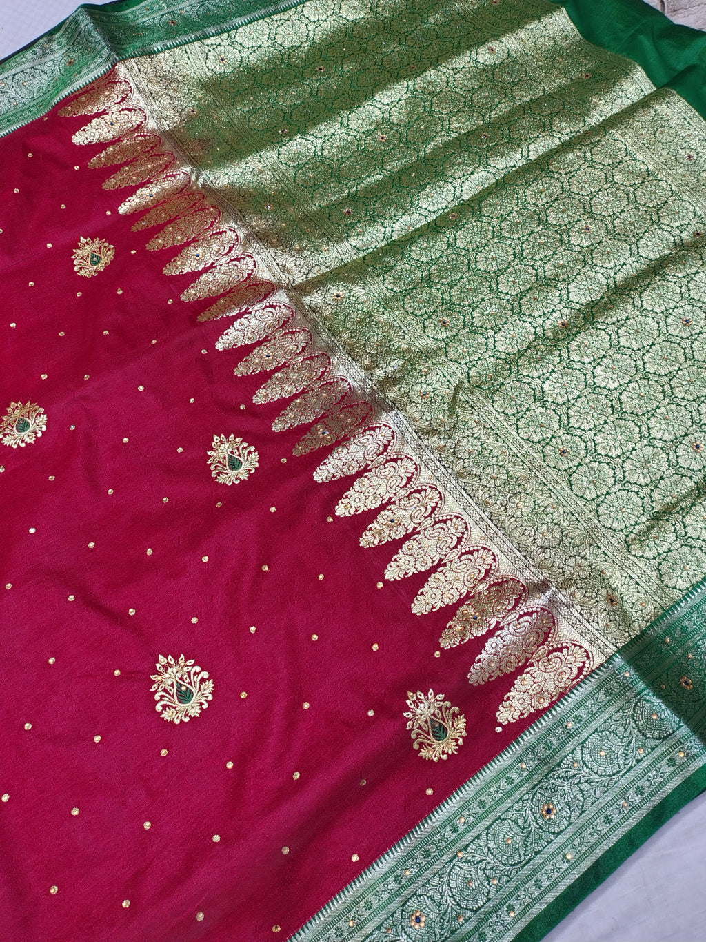 Red Rich Banarasi Satin Silk Saree