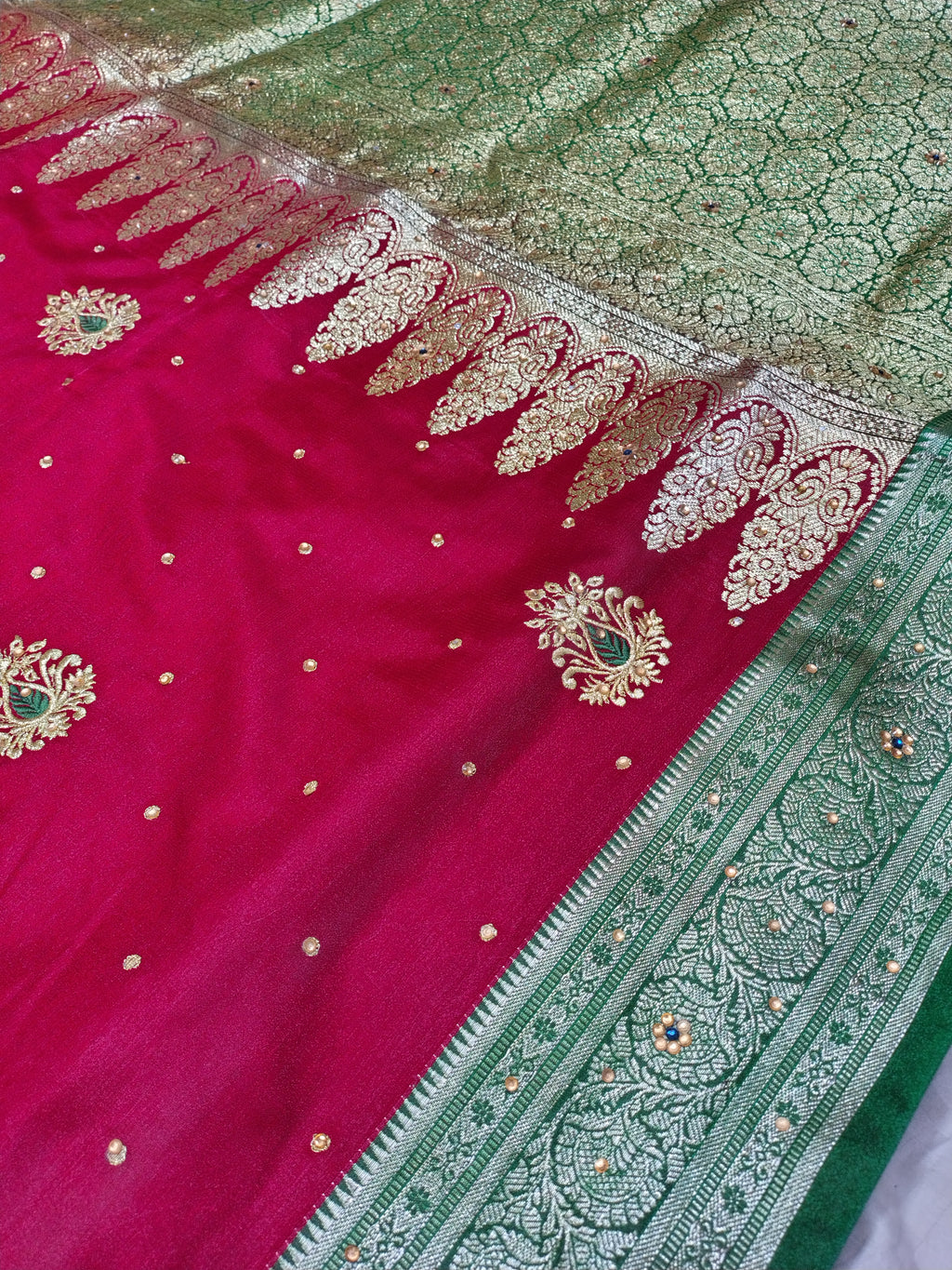 Red Rich Banarasi Satin Silk Saree