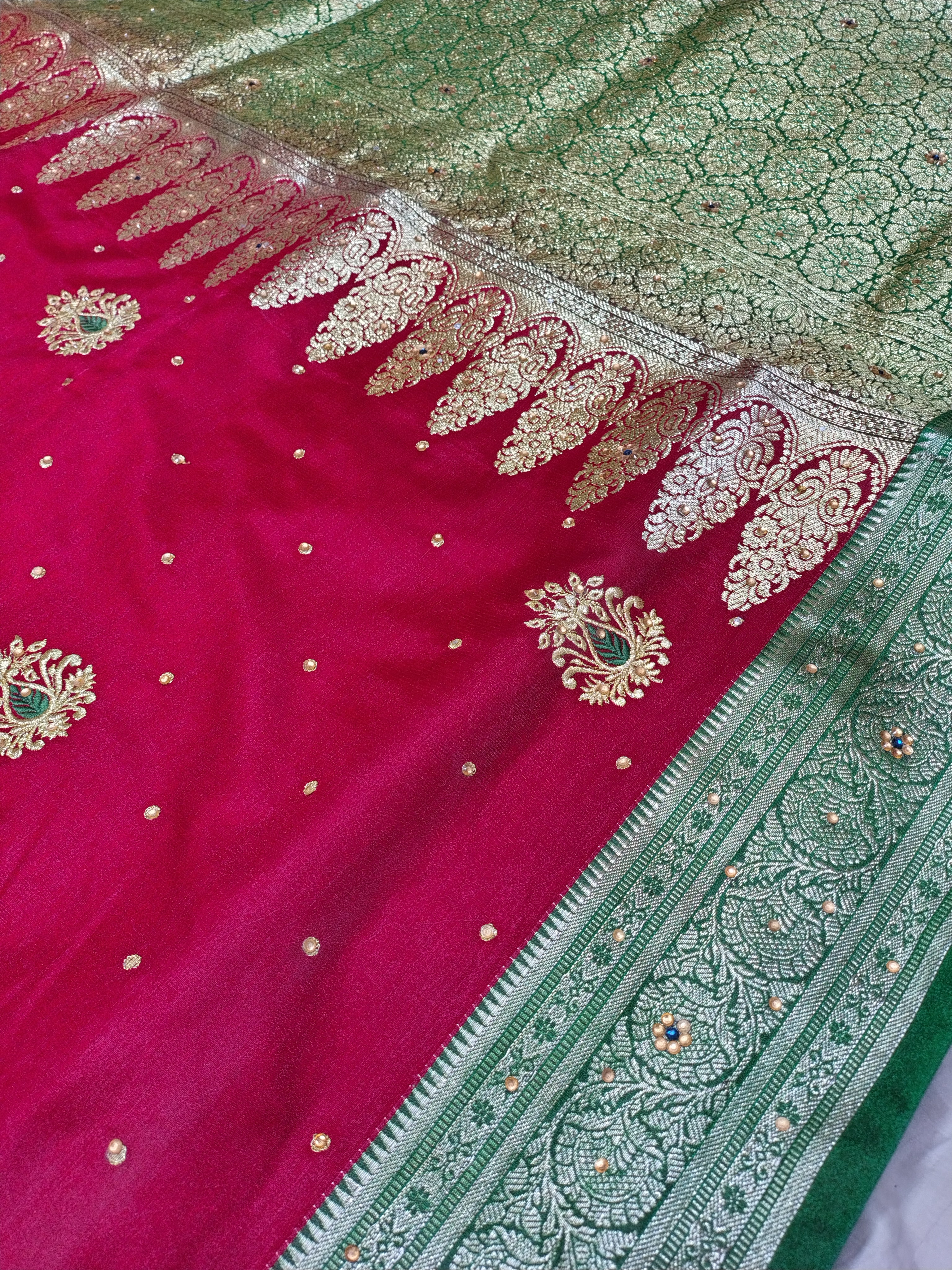 Red Rich Banarasi Satin Silk Saree