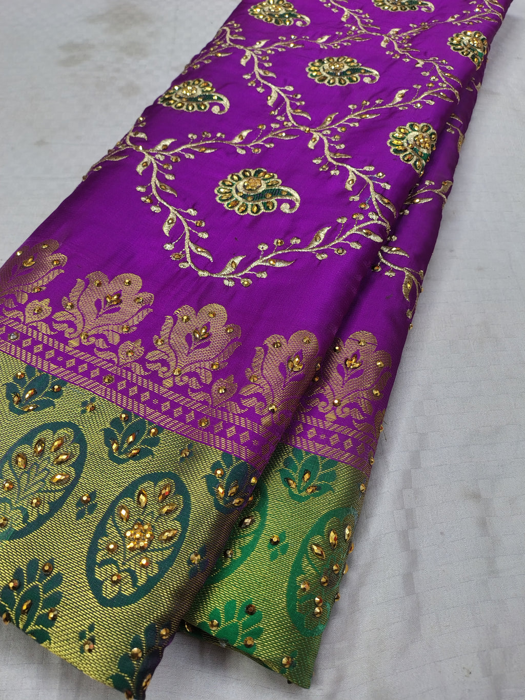 Purple Rich Banarasi Satin Silk Saree