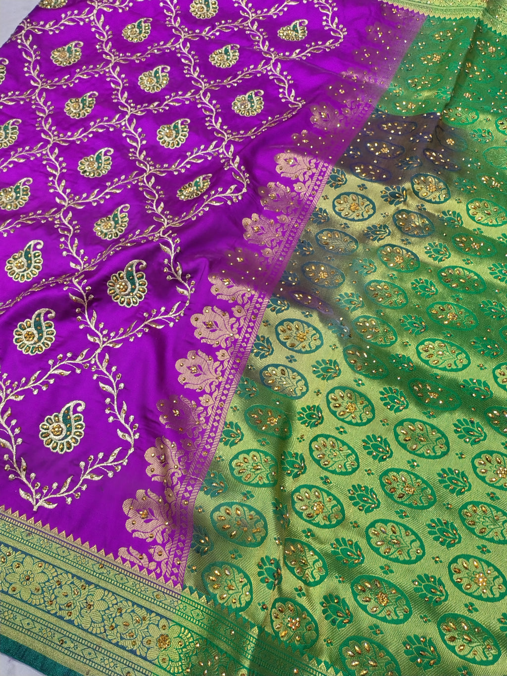 Purple Rich Banarasi Satin Silk Saree