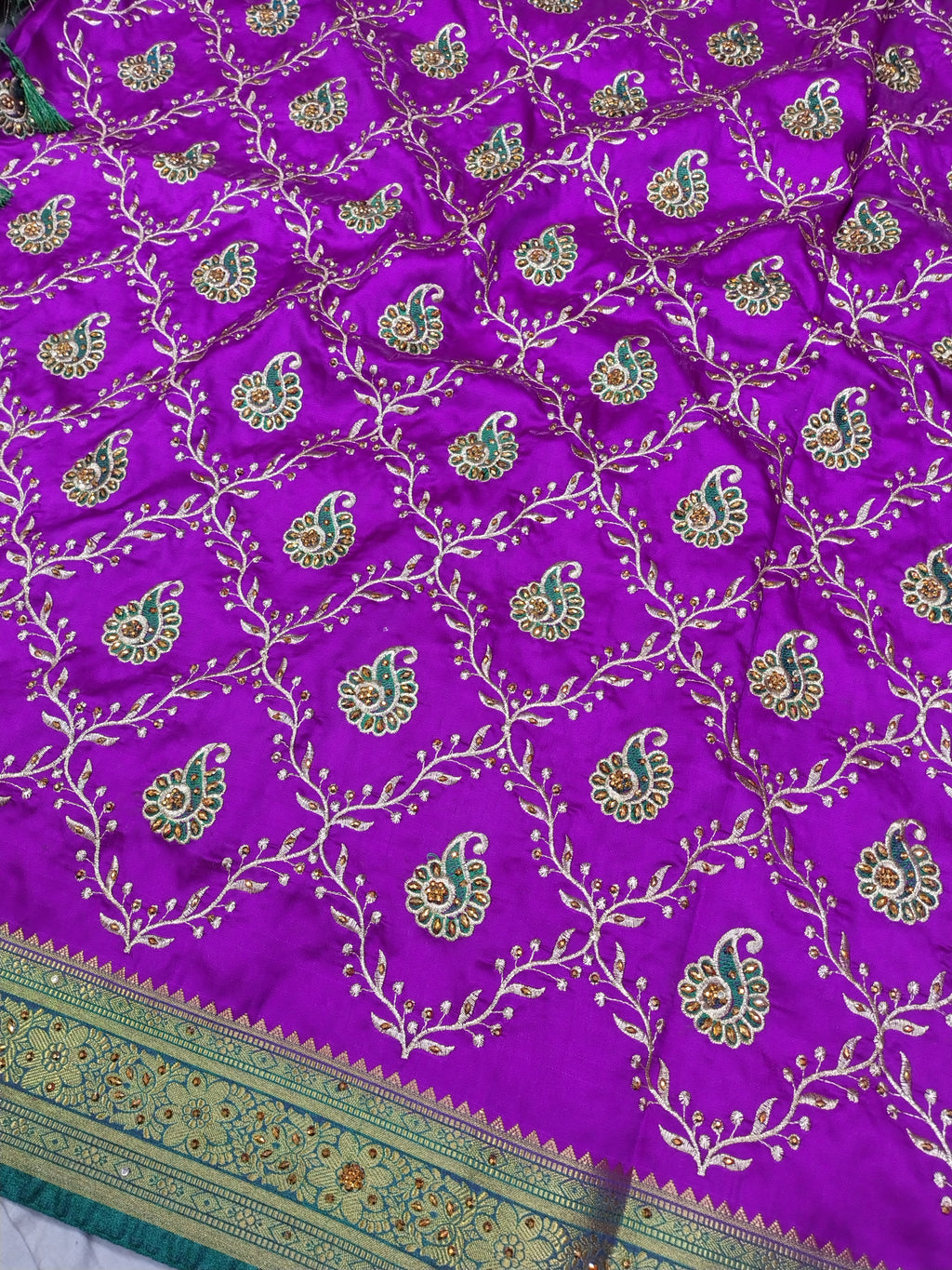 Purple Rich Banarasi Satin Silk Saree
