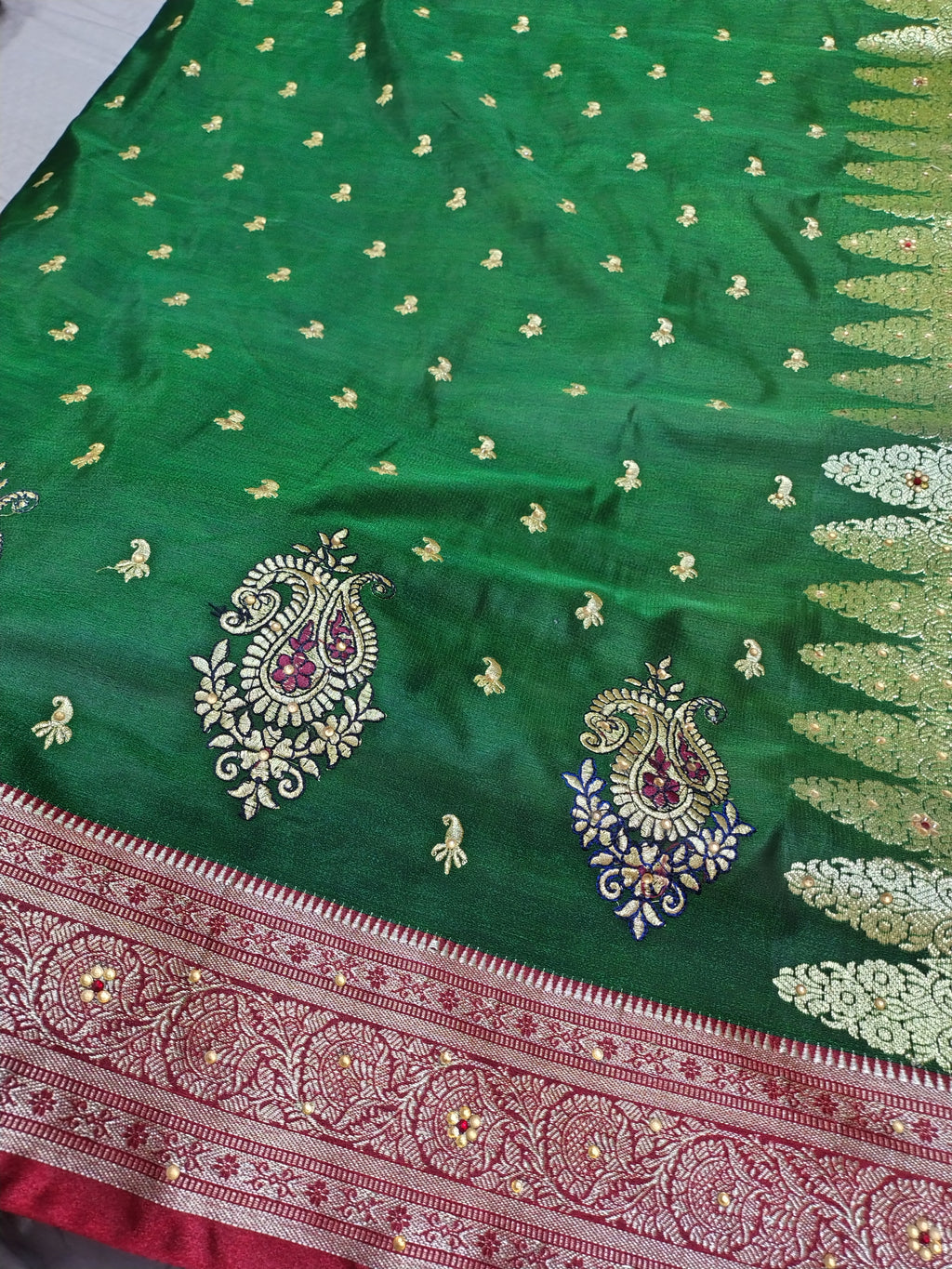 Green Rich Banarasi Satin Silk Saree
