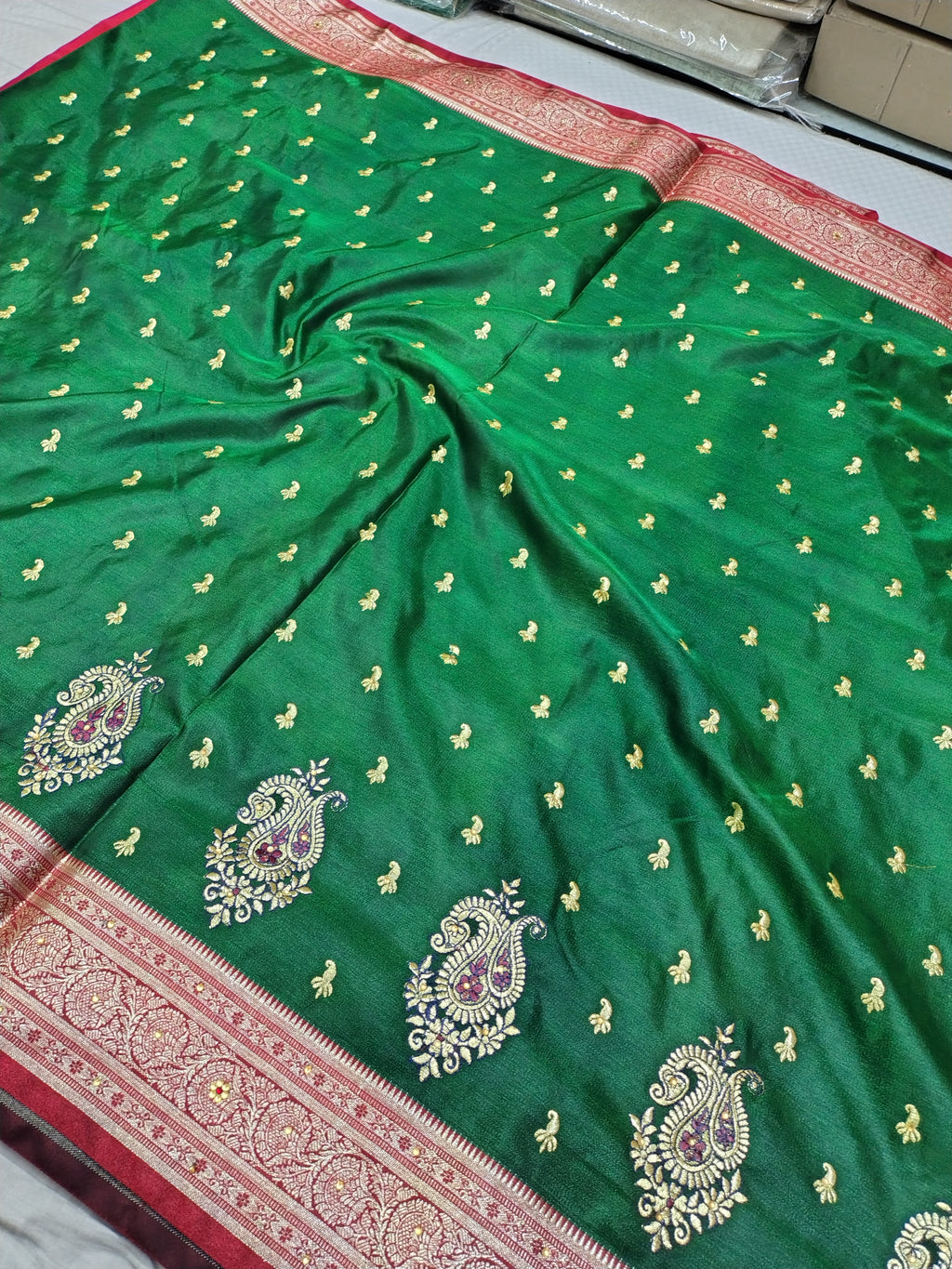 Green Rich Banarasi Satin Silk Saree