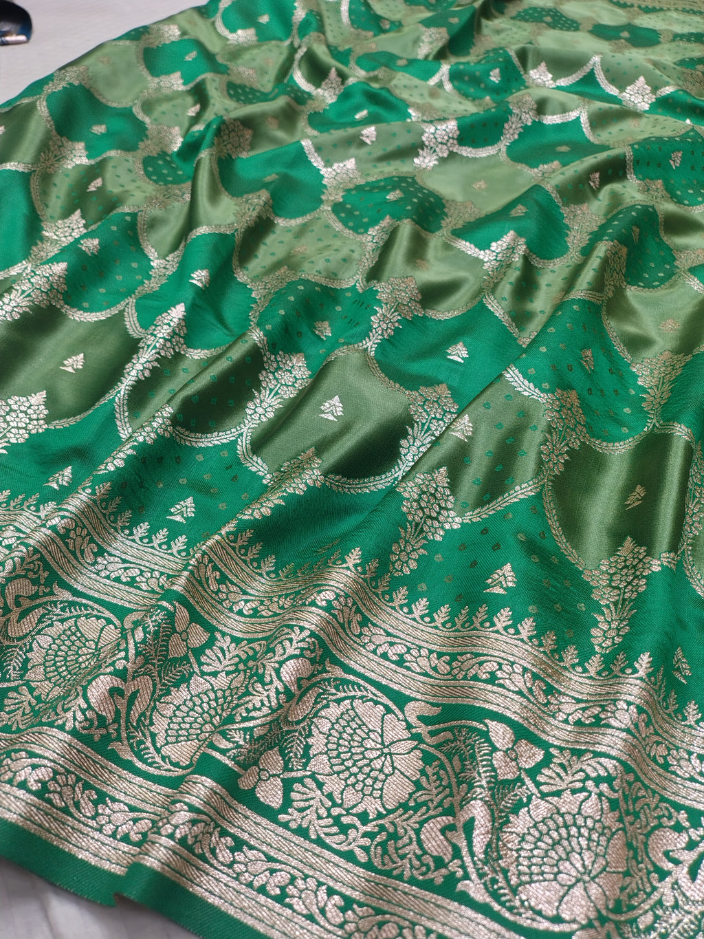 Green Mashru Silk Saree with Heavy Zari Work