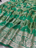 Green Mashru Silk Saree with Heavy Zari Work