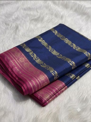 Navy Blue Soft Art Silk Banarasi Saree