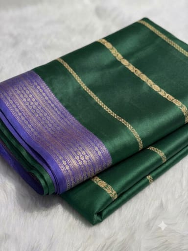 Green Linear Banarasi Soft Art Silk Saree