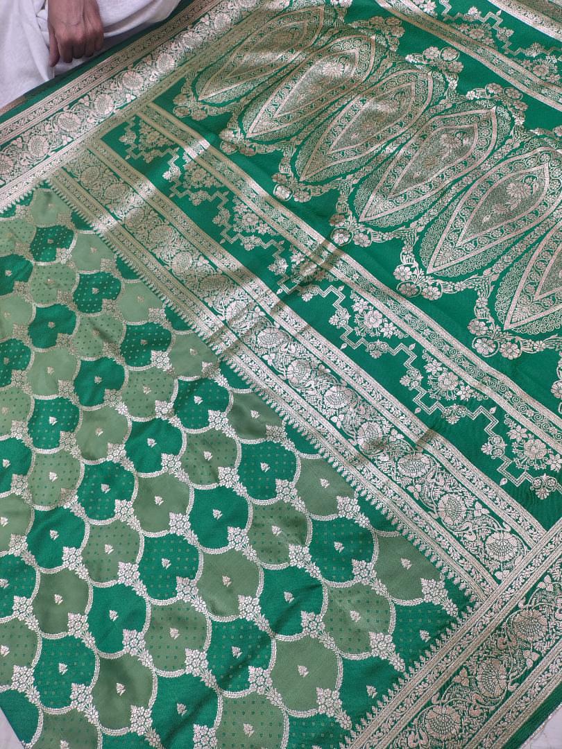Green Mashru Silk Saree with Heavy Zari Work