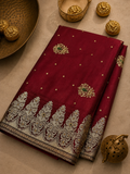 Red Rich Banarasi Satin Silk Saree