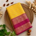 Yellow Banarasi Soft Silk Saree