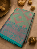 Green Banarasi Glass Check Saree