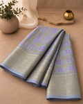Dove Grey Banarasi Soft Silk Saree