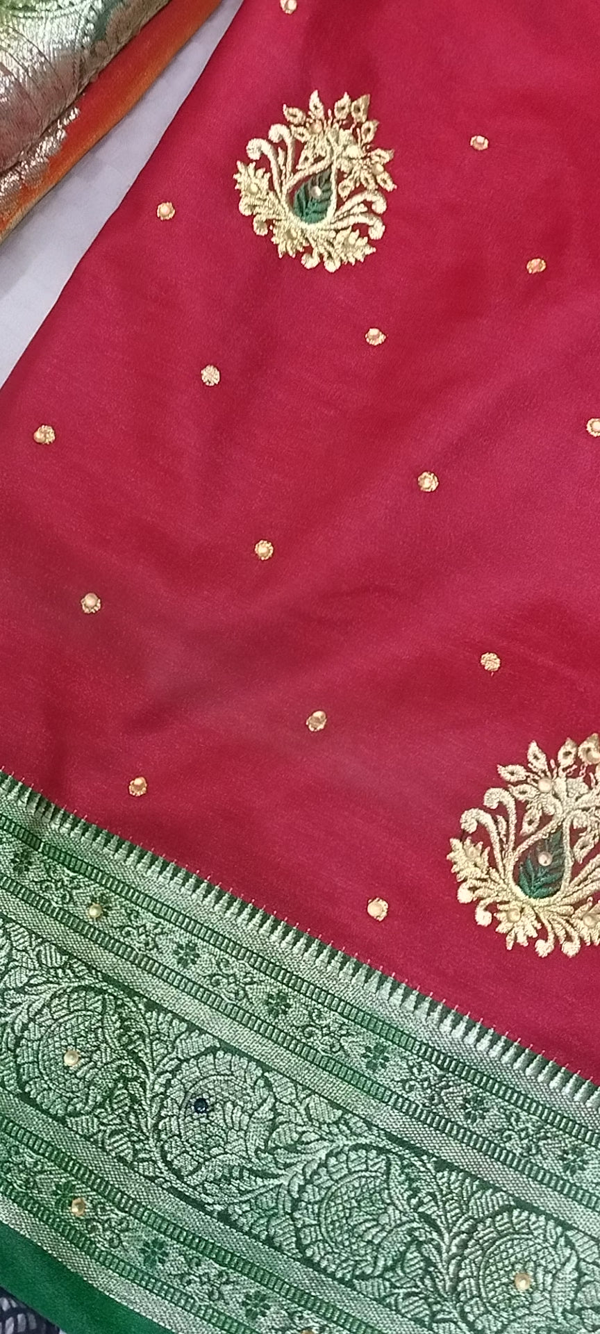 Red Rich Banarasi Satin Silk Saree