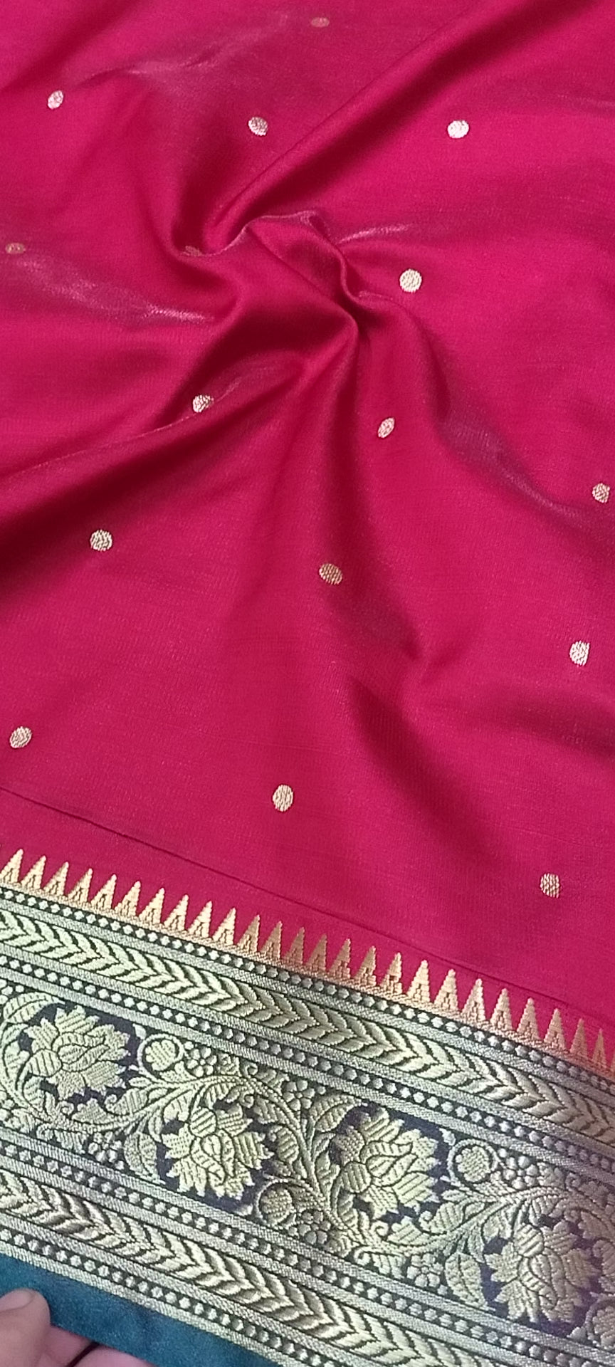 Crimson Red Rich Soft Satin Silk Banarasi Saree