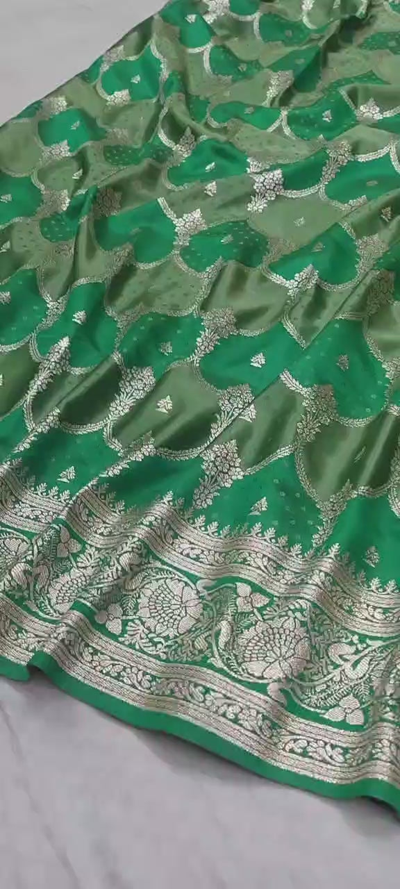 Green Mashru Silk Saree with Heavy Zari Work