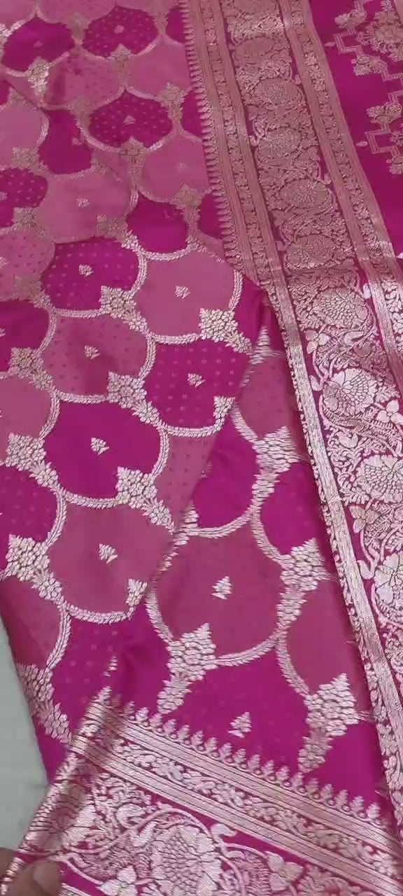 Pink Mashru Silk Saree with Heavy Zari Work