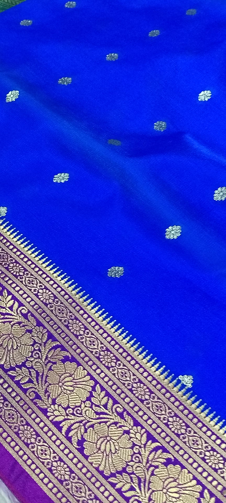 Royal Blue Rich Soft Satin Silk Banarasi Saree