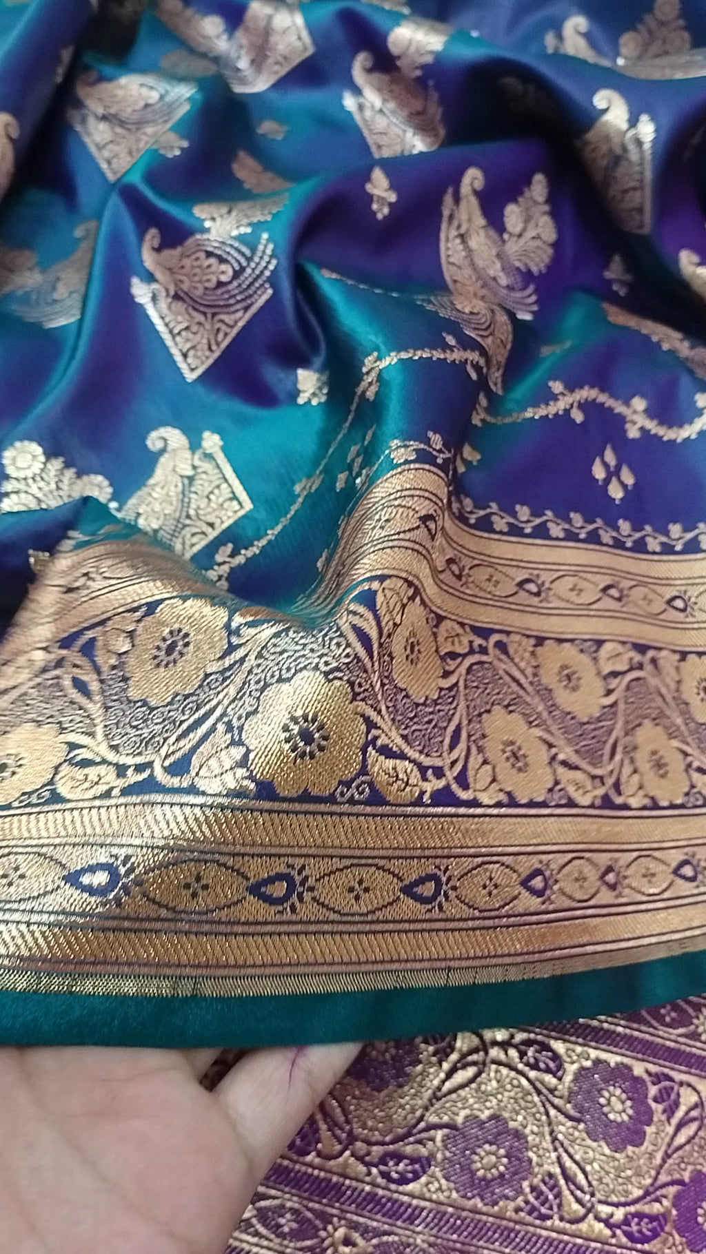Green Soft Satin Silk Banarasi Saree