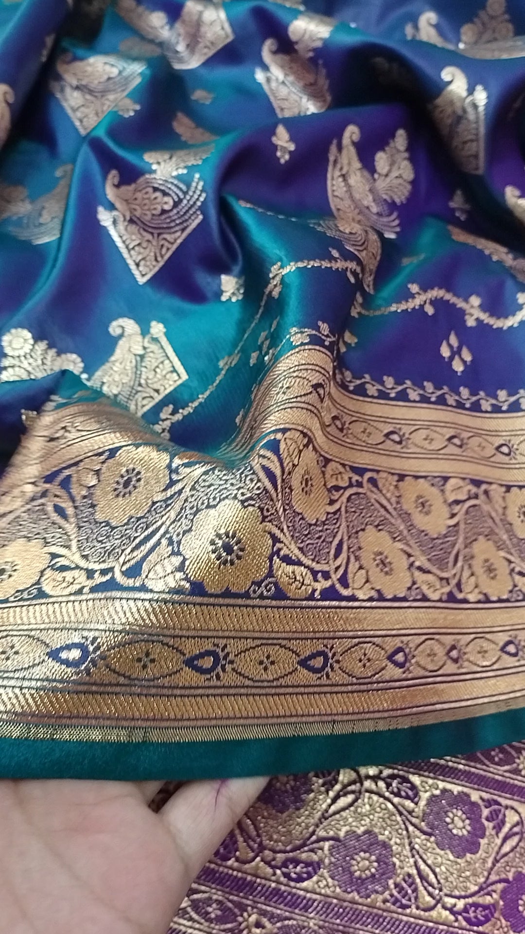 Green Soft Satin Silk Banarasi Saree