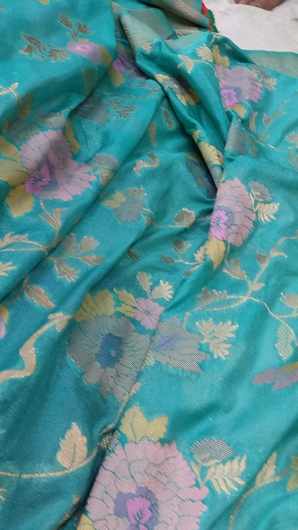 Blue Pashmina Banarasi Chiffon Saree
